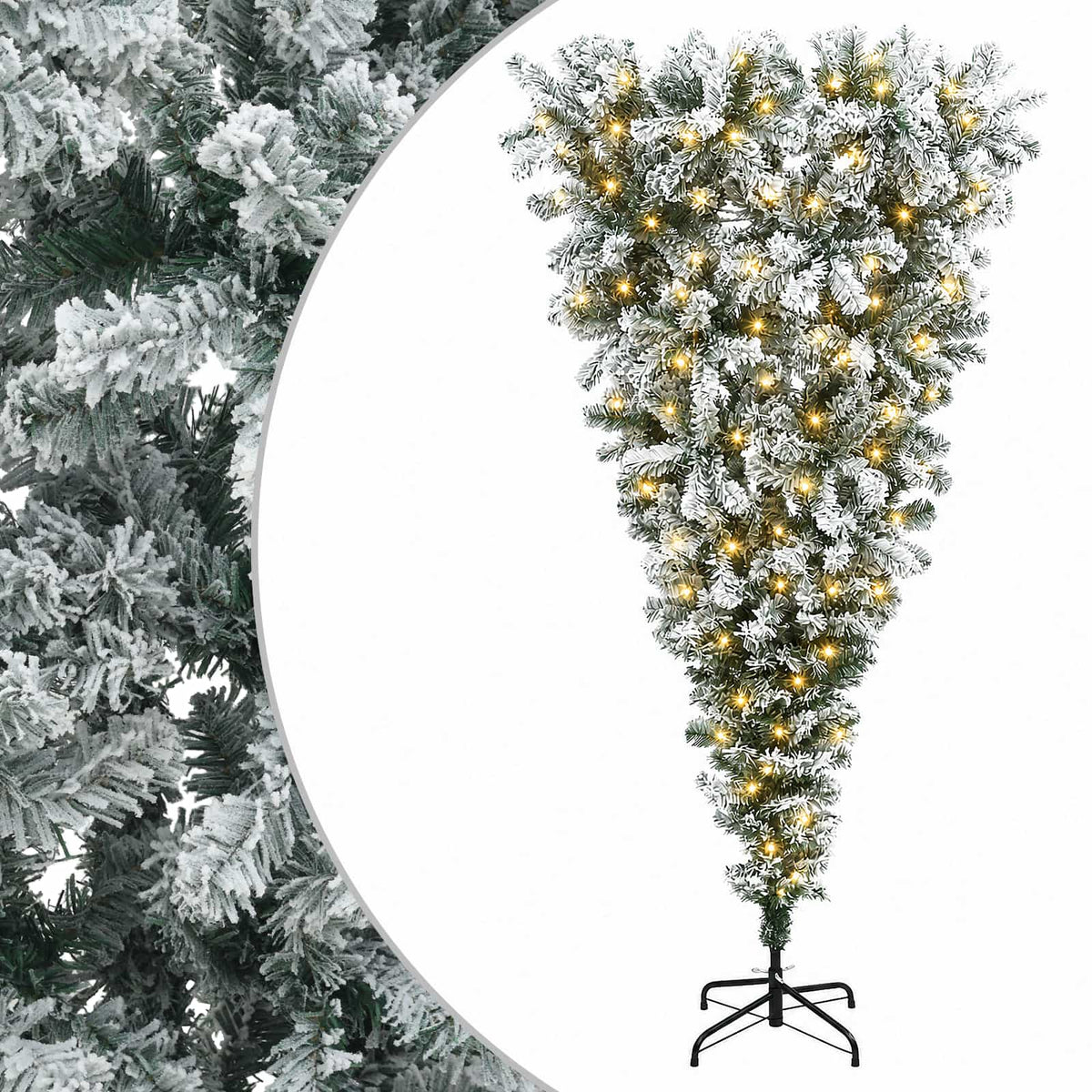 Ylösalaisin oleva saranallinen tekokuusi 210 cm 300 LEDiä