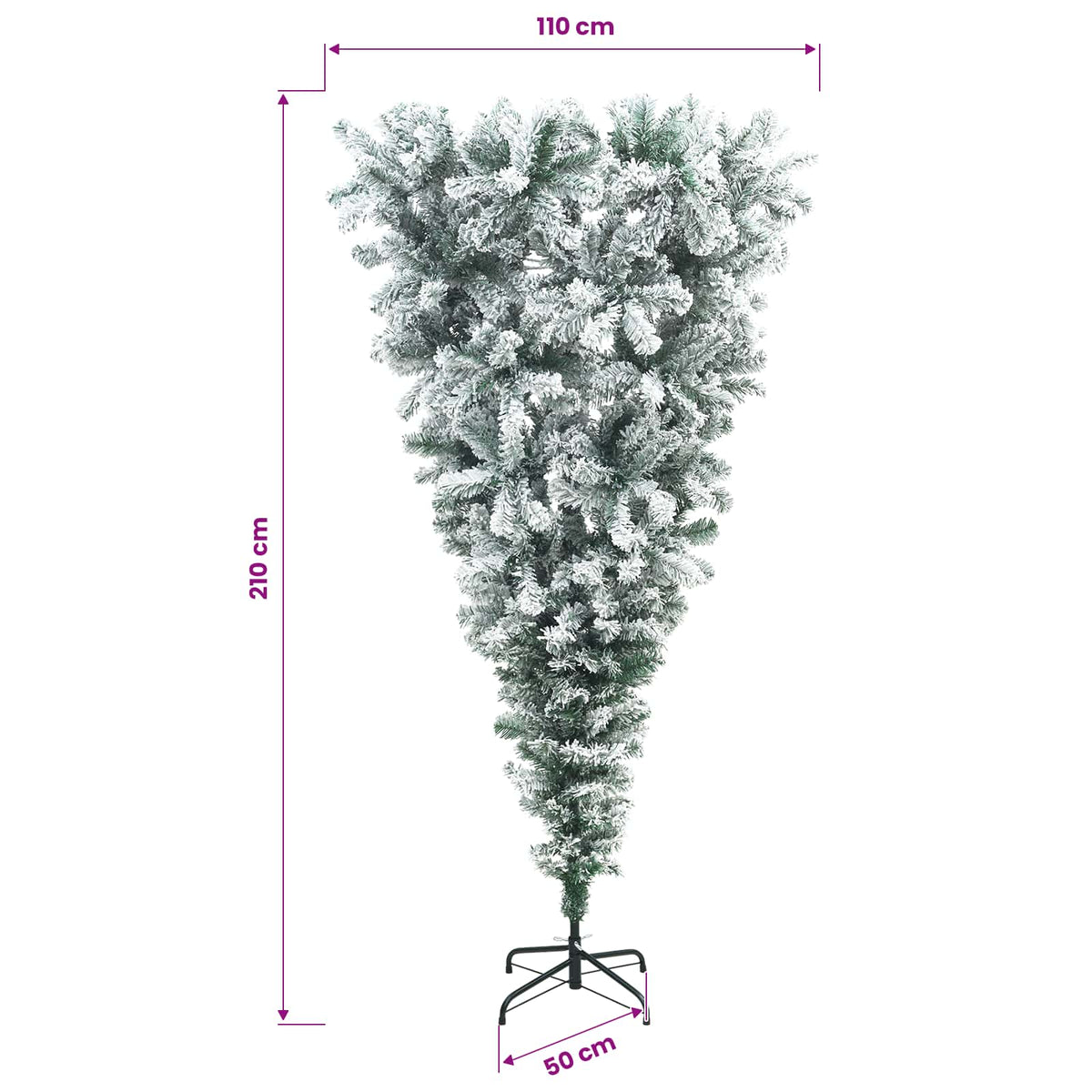Ylösalaisin oleva saranallinen tekokuusi 210 cm 300 LEDiä