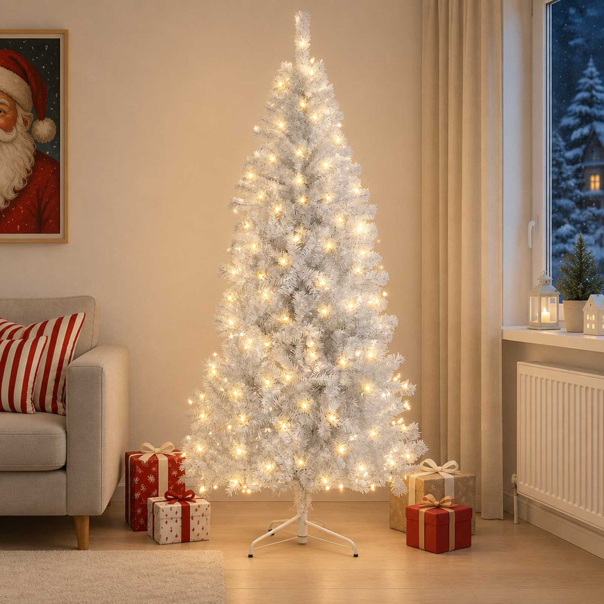 Salkomallinen tekoinen joulukuusi 120 cm 150 LEDiä