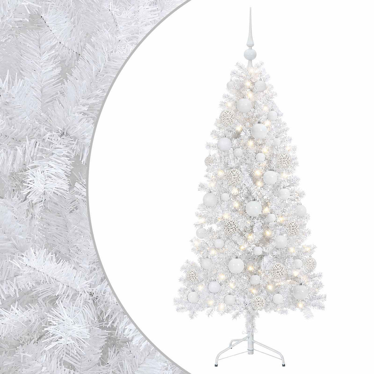 Tekokuusi joulupalloilla 120 cm 150 LEDiä Lämpimän Valkoinen