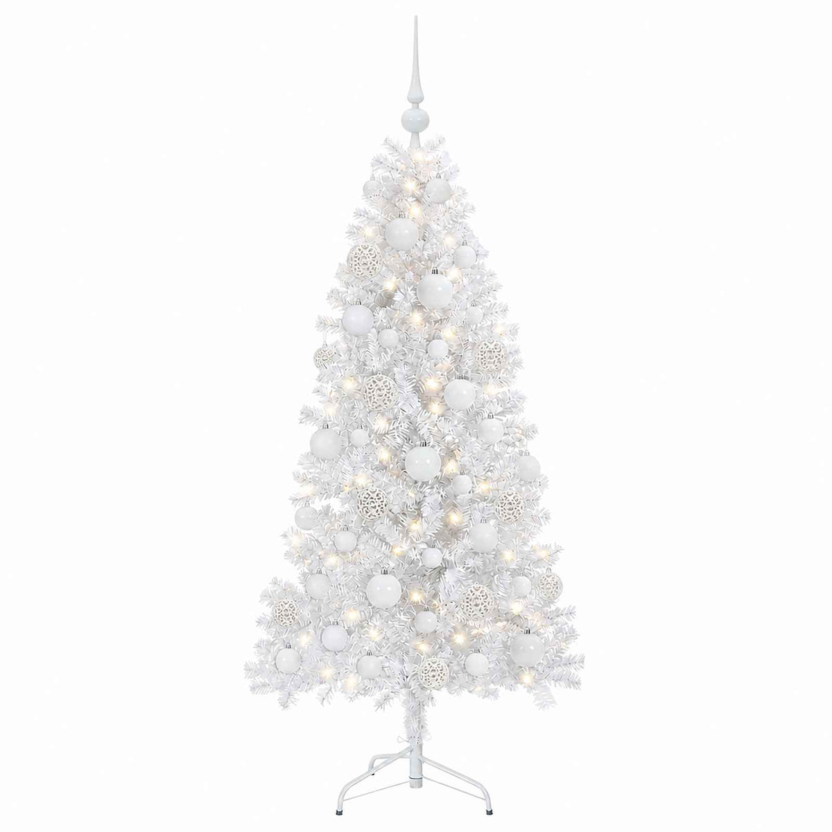 Tekokuusi joulupalloilla 120 cm 150 LEDiä Lämpimän Valkoinen