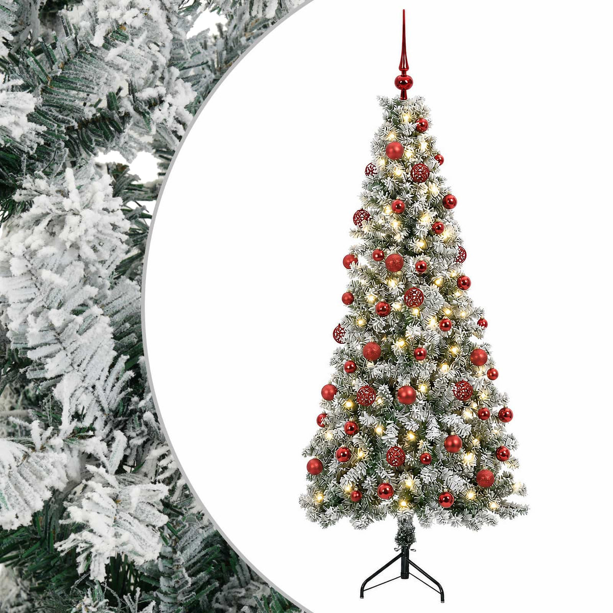 Tekokuusi joulupalloilla 210 cm 300 LEDiä Lämpimän Valkoinen