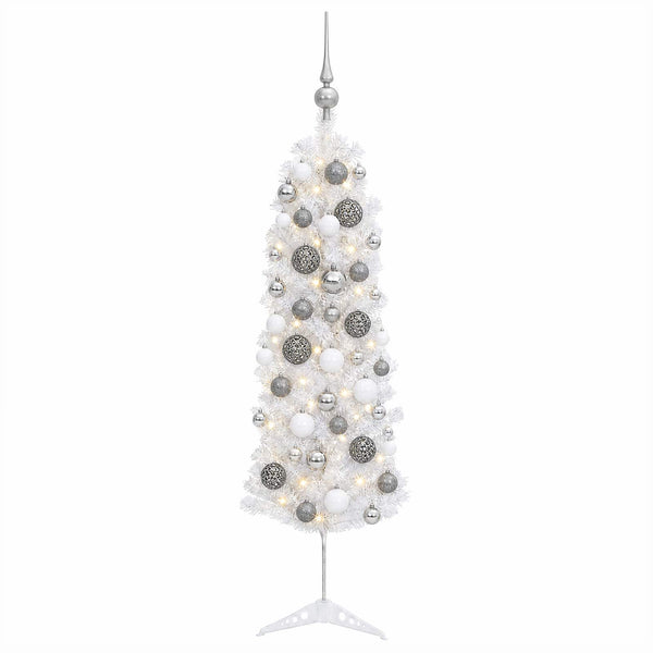 Kapea tekokuusi joulupalloilla 120 cm 150 LEDiä