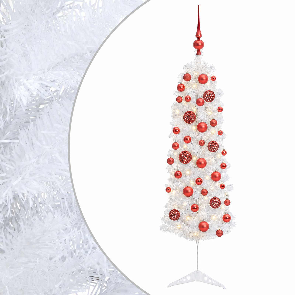 Kapea tekokuusi joulupalloilla 120 cm 150 LEDiä