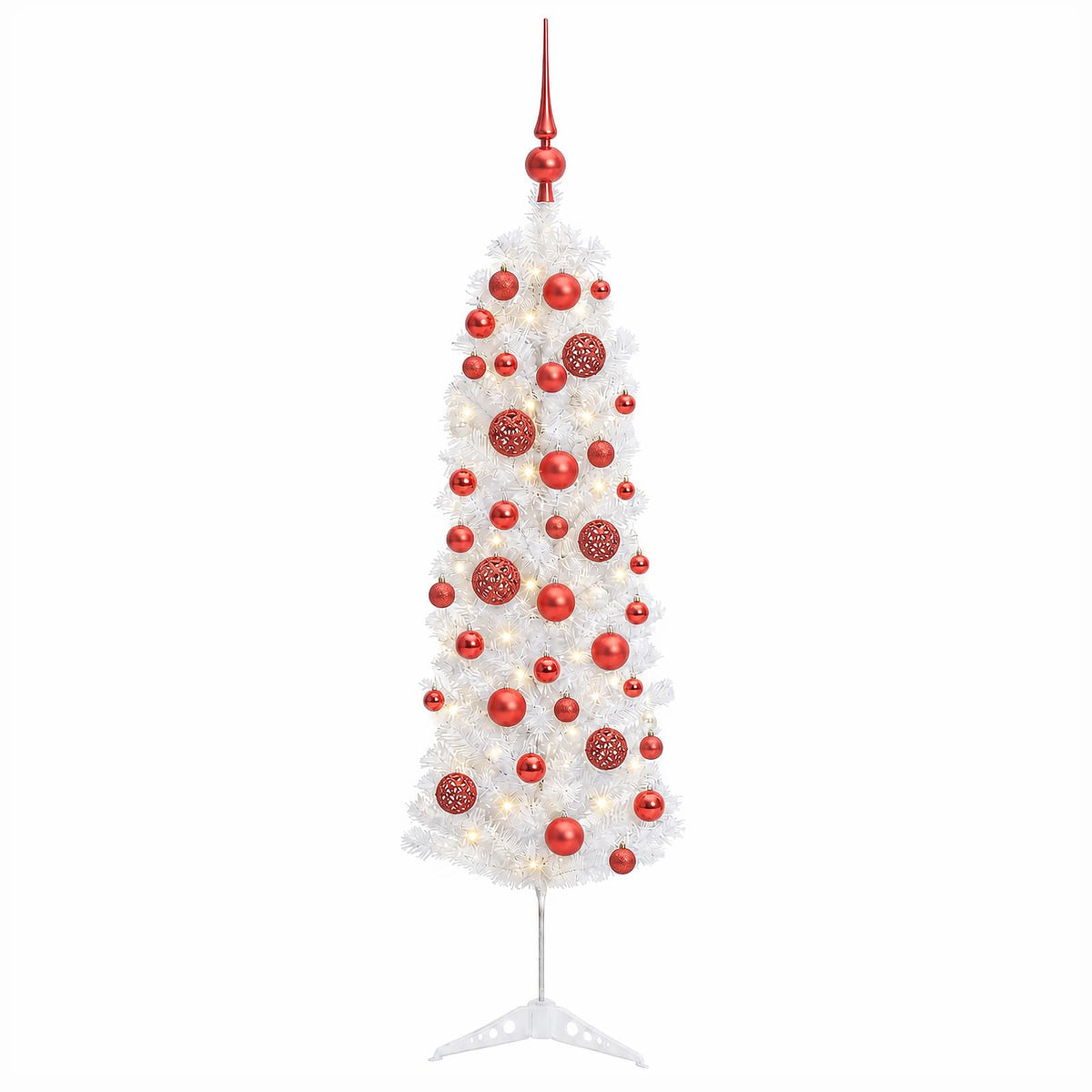 Kapea tekokuusi joulupalloilla 120 cm 150 LEDiä