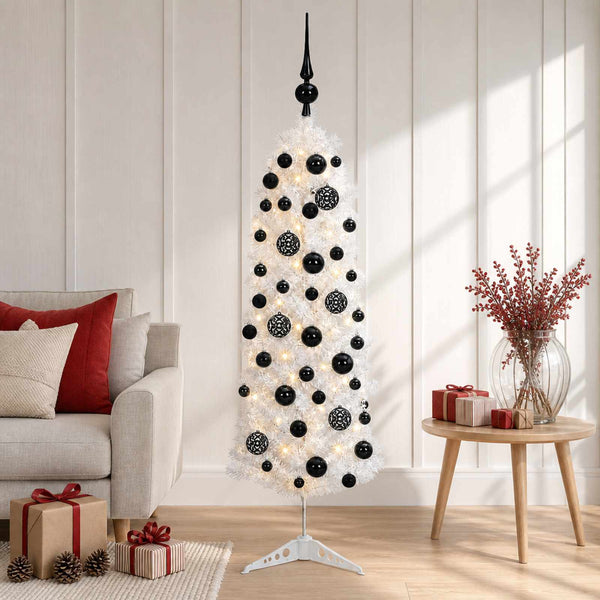 Kapea tekokuusi joulupalloilla 120 cm 150 LEDiä