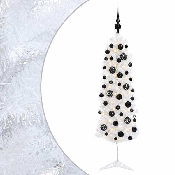 Kapea tekokuusi joulupalloilla 120 cm 150 LEDiä