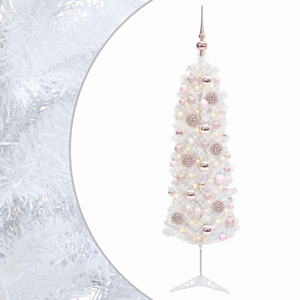 Kapea tekokuusi joulupalloilla 120 cm 150 LEDiä