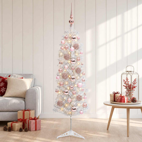 Kapea tekokuusi joulupalloilla 120 cm 150 LEDiä