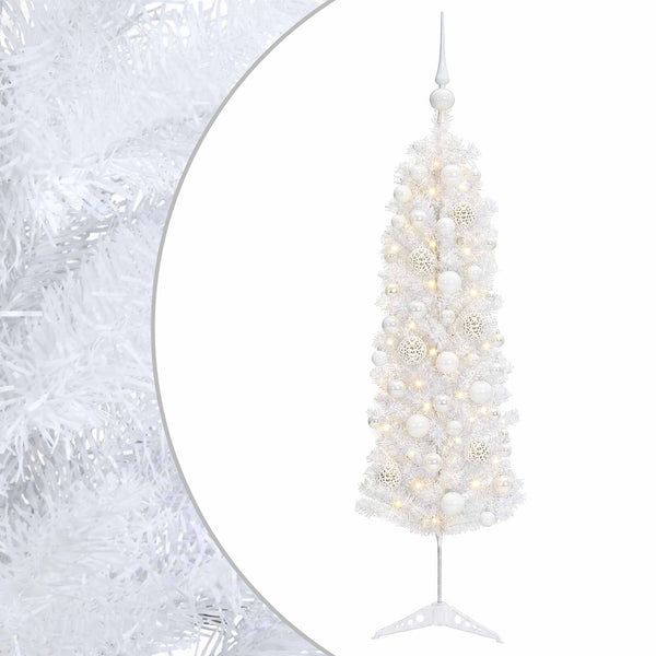 Kapea tekokuusi joulupalloilla 120 cm 150 LEDiä