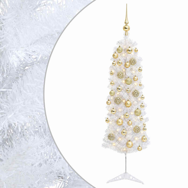 Kapea tekokuusi joulupalloilla 120 cm 150 LEDiä