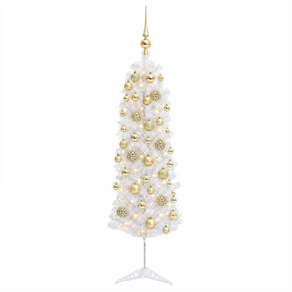 Kapea tekokuusi joulupalloilla 120 cm 150 LEDiä