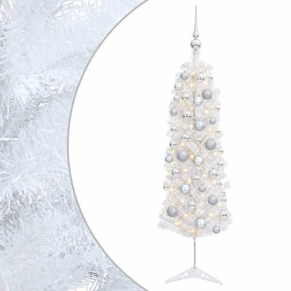 Kapea tekokuusi joulupalloilla 120 cm 150 LEDiä
