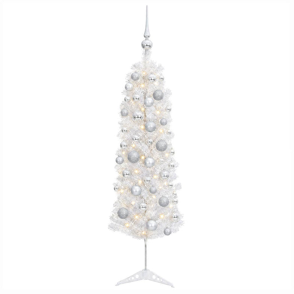 Kapea tekokuusi joulupalloilla 120 cm 150 LEDiä
