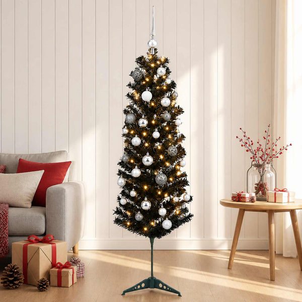 Kapea tekokuusi joulupalloilla 120 cm 150 LEDiä