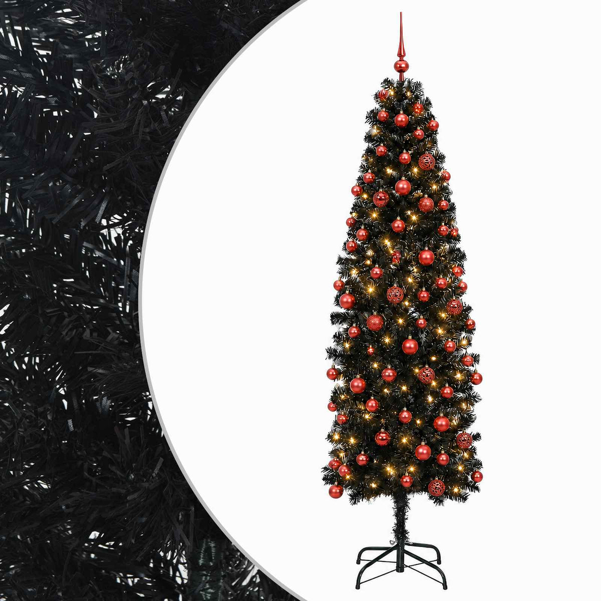 Kapea tekokuusi joulupalloilla 240 cm 300 LEDiä