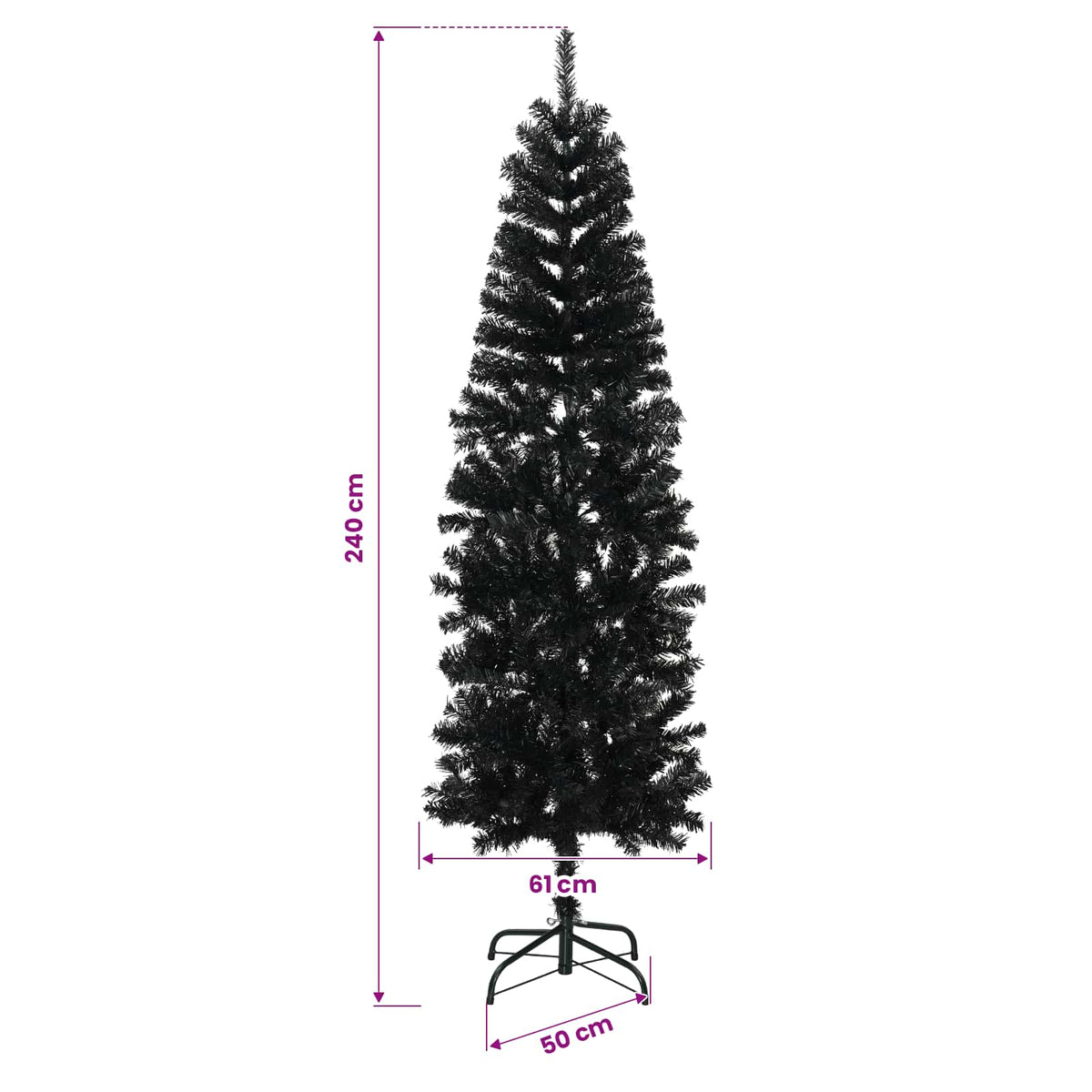 Kapea tekokuusi joulupalloilla 240 cm 300 LEDiä
