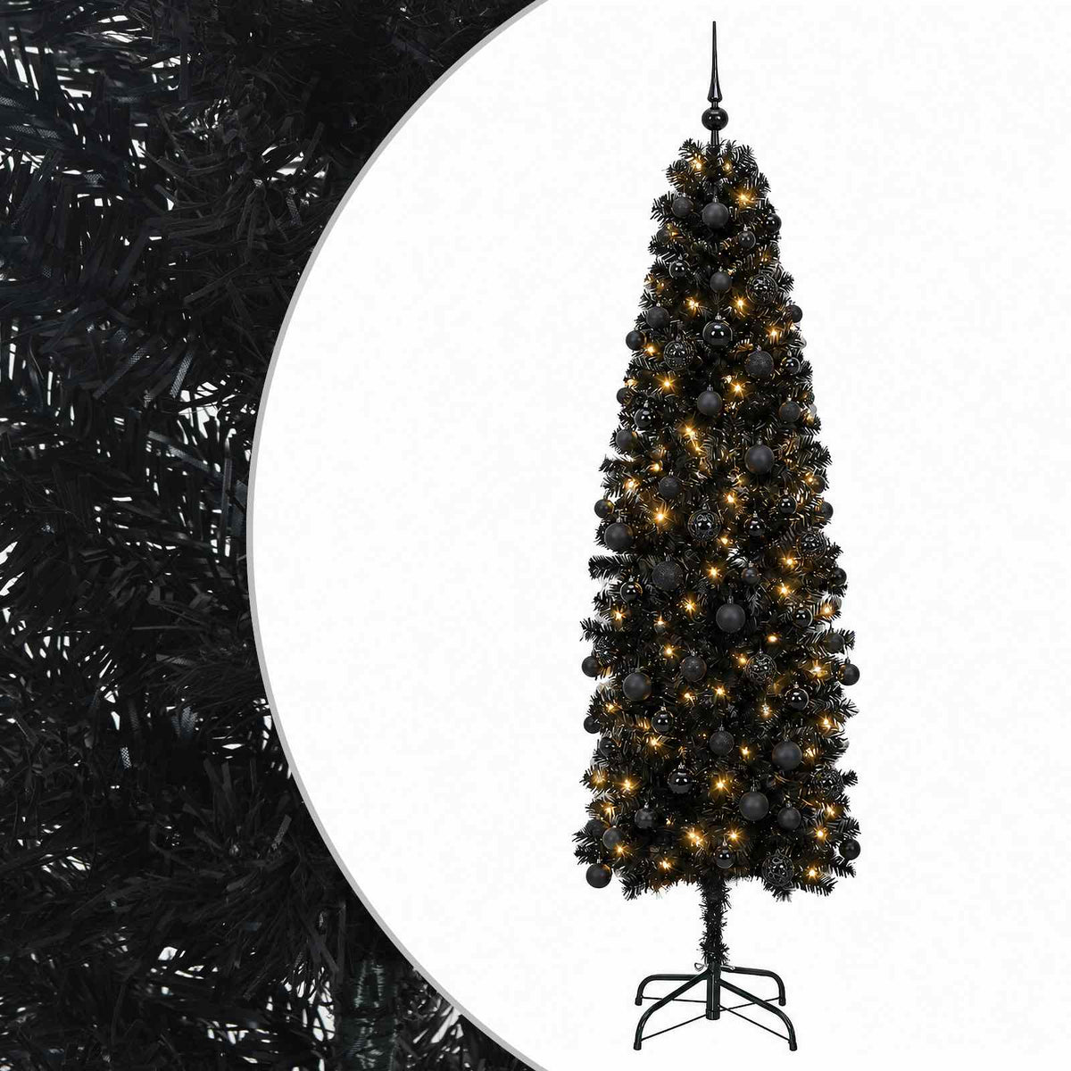 Kapea tekokuusi joulupalloilla 240 cm 300 LEDiä