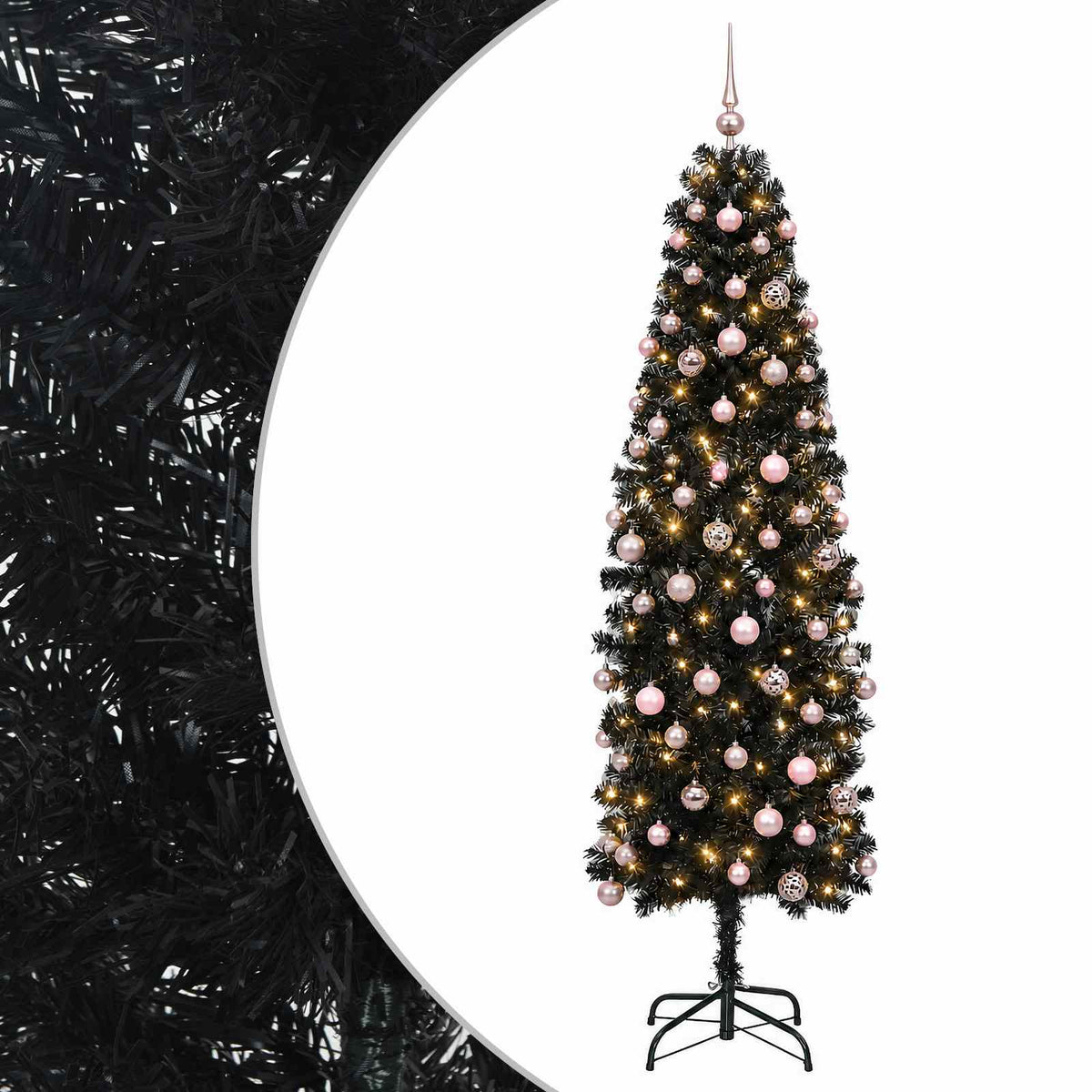 Kapea tekokuusi joulupalloilla 240 cm 300 LEDiä