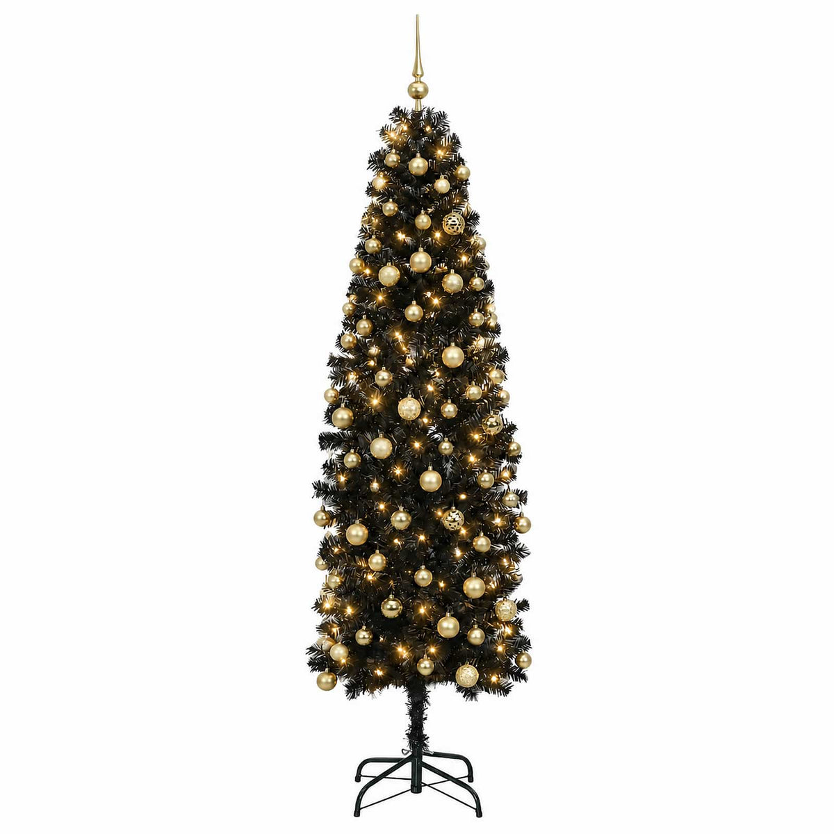 Kapea tekokuusi joulupalloilla 240 cm 300 LEDiä