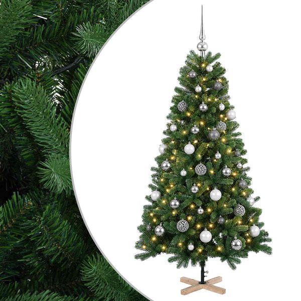 Tekokuusi joulupalloilla 120 cm 150 LEDiä Lämpimän Valkoinen