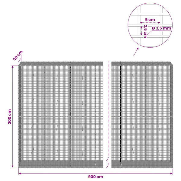 Gabion 3,5 mm langasta ja 5x2,5 cm verkosta 900x50x200 cm