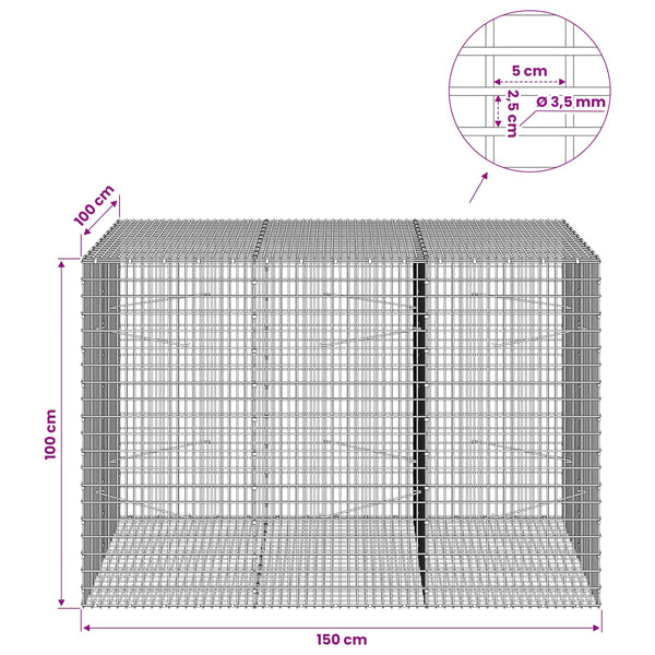 Gabion 3,5 mm langasta ja 5x2,5 cm verkosta 150x100x100 cm