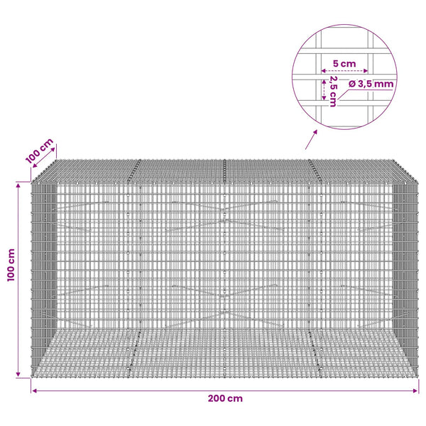 Gabion 3,5 mm langasta ja 5x2,5 cm verkosta 200x100x100 cm