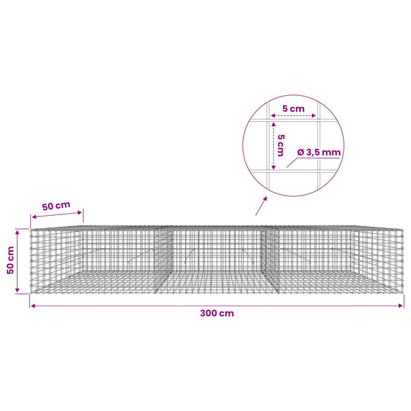 Gabioni, jossa 3,5 mm langat ja 5x5 cm verkko 300x50x50 cm