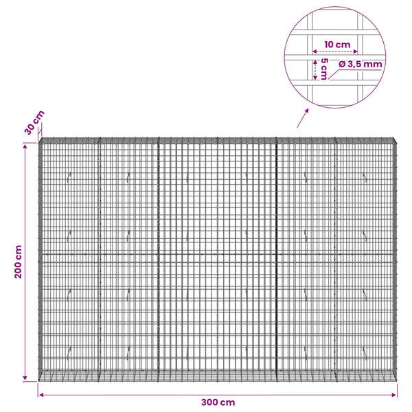 Gabion 3,5 mm Langasta ja 5x10 cm Verkkosta 300x30x200 cm