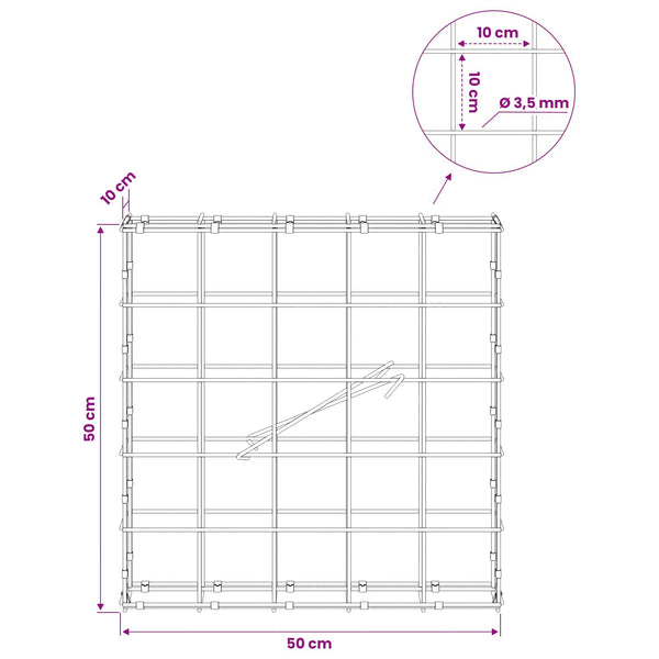 Gabion 3,5 mm langasta ja 10x10 cm verkosta 50x10x50 cm