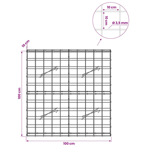 Gabion 3,5 mm langasta ja 10x10 cm verkosta 100x10x100 cm