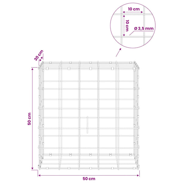 Gabion 3,5 mm langasta ja 10x10 cm verkosta 50x30x50 cm