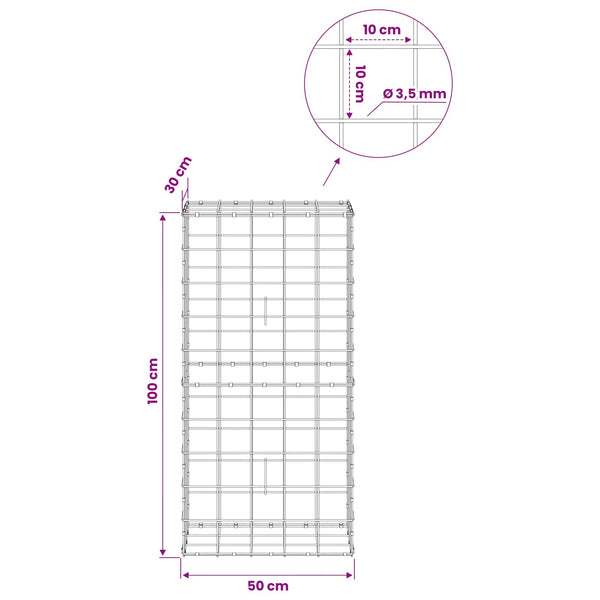 Gabion 3,5 mm langasta ja 10x10 cm verkosta 50x30x100 cm