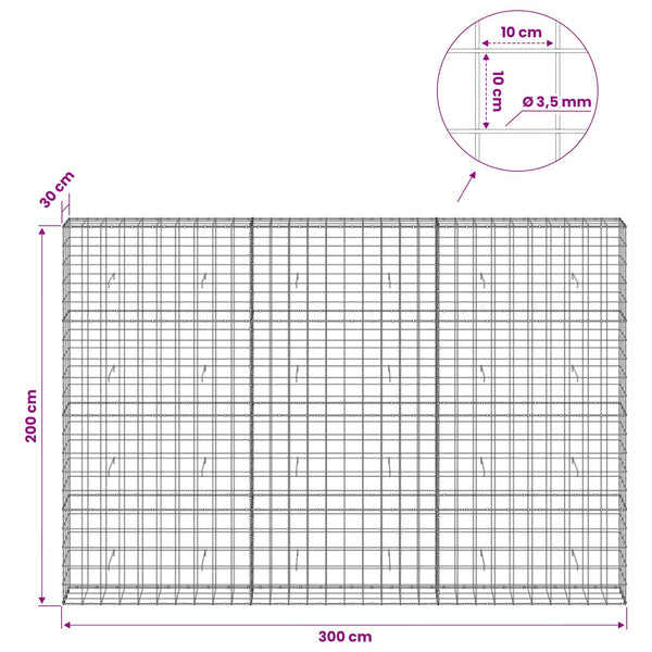 Gabion 3,5 mm langasta ja 10x10 cm verkosta 300x30x200 cm
