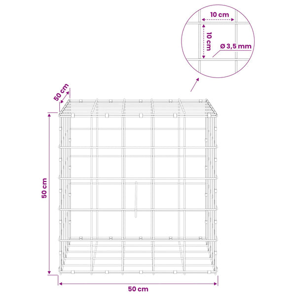 Gabion 3,5 mm langasta ja 10x10 cm verkosta 50x50x50 cm