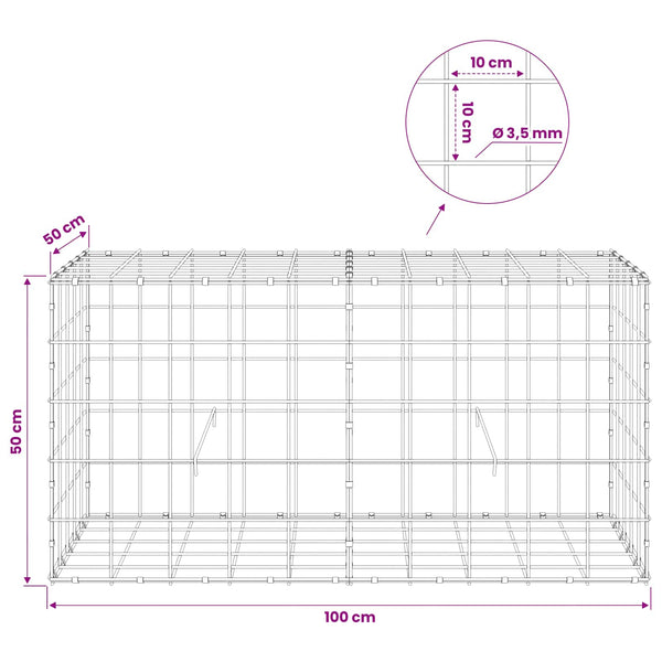 Gabion 3,5 mm langasta ja 10x10 cm verkosta 100x50x50 cm