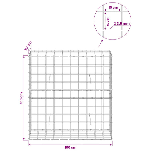 Gabion 3,5 mm langasta ja 10x10 cm verkosta 100x50x100 cm