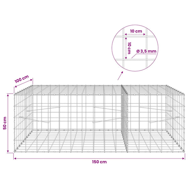 Gabion 3,5 mm langasta ja 10x10 cm verkosta 150x100x50 cm