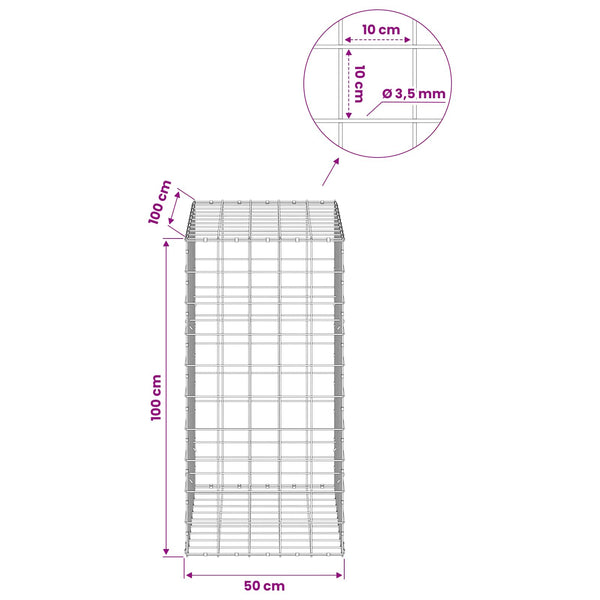 Gabion 3,5 mm langasta ja 10x10 cm verkosta 50x100x100 cm