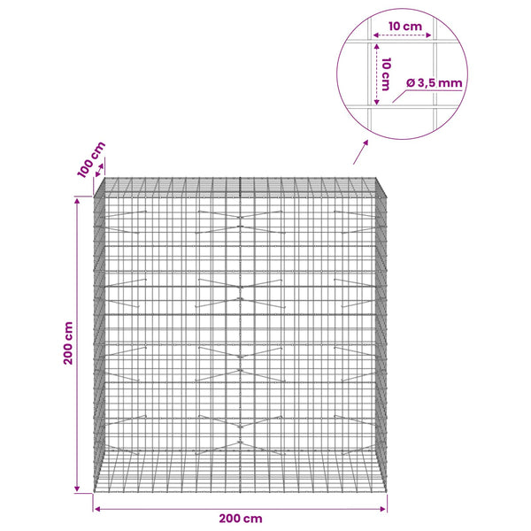 Gabion 3,5 mm langasta ja 10x10 cm verkosta 200x100x200 cm