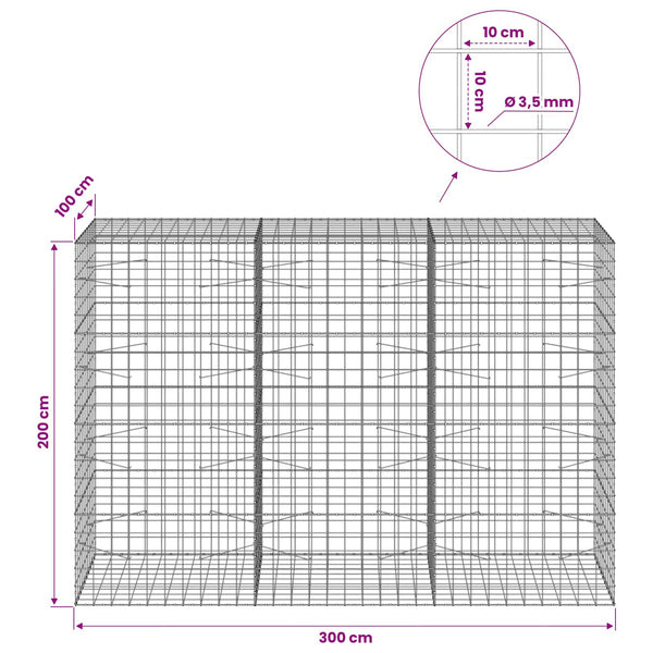 Gabion 3,5 mm langasta ja 10x10 cm verkosta 300x100x200 cm