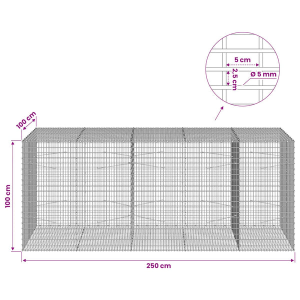 Gabion 5 mm langasta ja 5x2,5 cm verkosta 300x100x100 cm