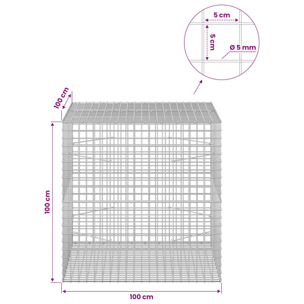 Gabion 5 mm langasta ja 5x5 cm verkosta 100x100x100 cm