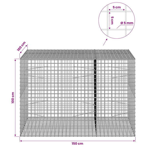 Gabion 5 mm langasta ja 5x5 cm verkosta 150x100x100 cm