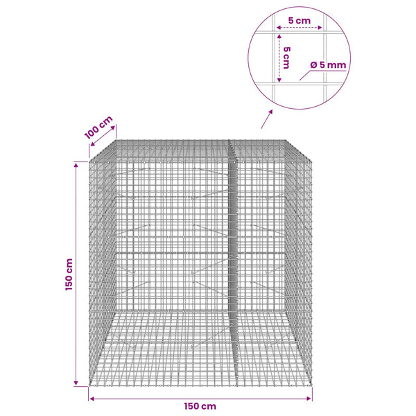 Gabion 5 mm langasta ja 5x5 cm verkosta 150x100x150 cm