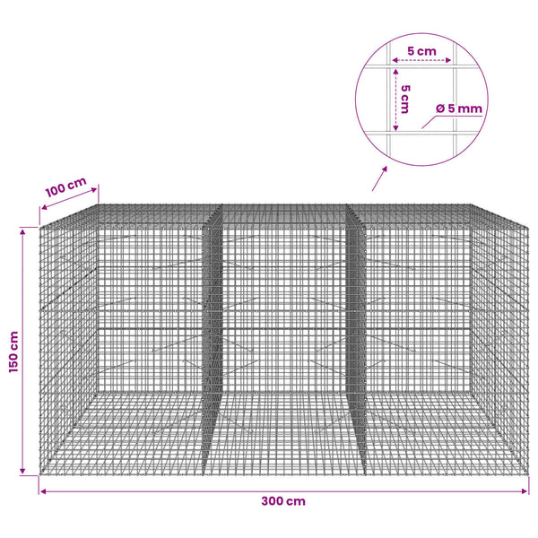 Gabion 5 mm langasta ja 5x5 cm verkosta 300x100x150 cm