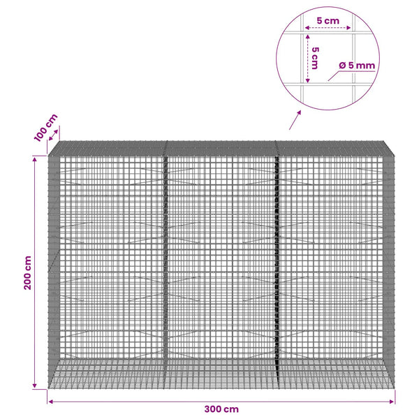Gabion 5 mm langasta ja 5x5 cm verkosta 300x100x200 cm