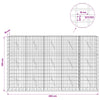 Gabion 5 mm langasta ja 5x10 cm verkosta 250x10x150 cm