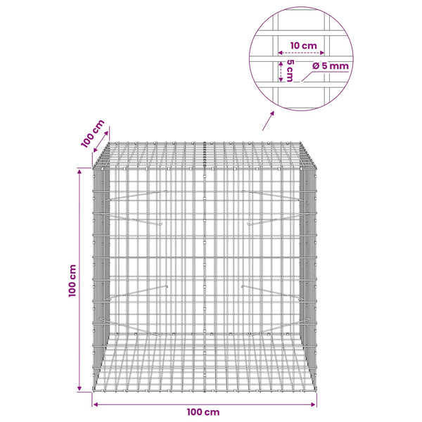 Gabion 5 mm langasta ja 5x10 cm verkosta 100x100x100 cm